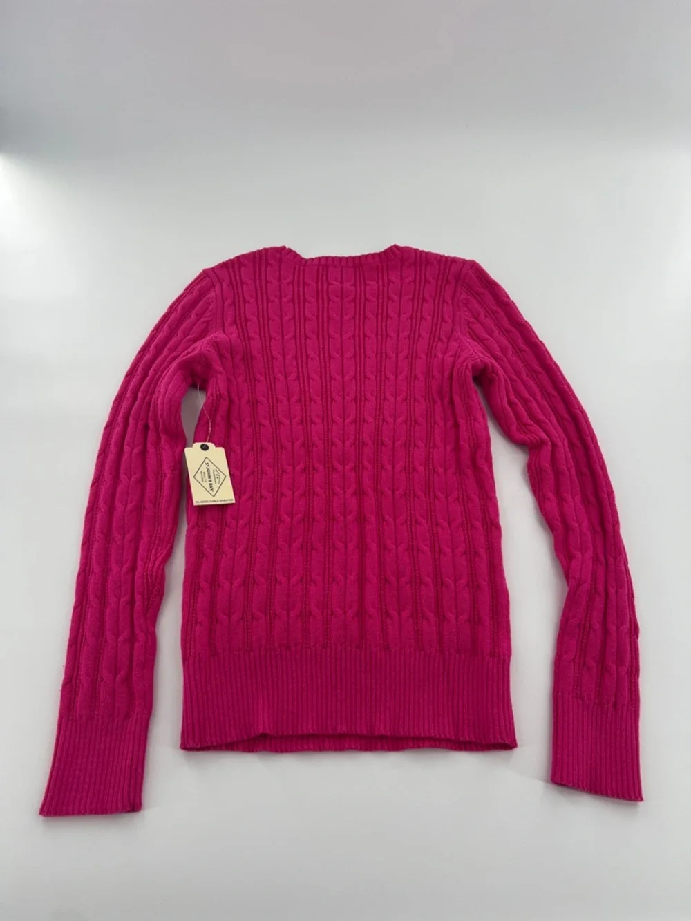 St. John's Bay Cable Knit Crewneck Sweater - Hot Pink preppy academia NWT small‎